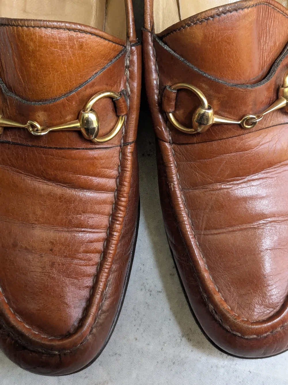 Gucci Brown Leather Horsebit Loafers - Men 9 S Narrow Slip Ons Vintage Italy